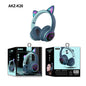 AKZ-K26 Head Mounted Bluetooth Cat Ears Luminous Cute Cool Card Wireless Sports Stereo Headset