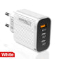 Striped USB+2PD Type-C Mobile Phone Charger Multi Port Travel Charging Head