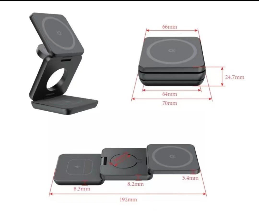 Folding 3-in-1 Magnetic Wireless Charger