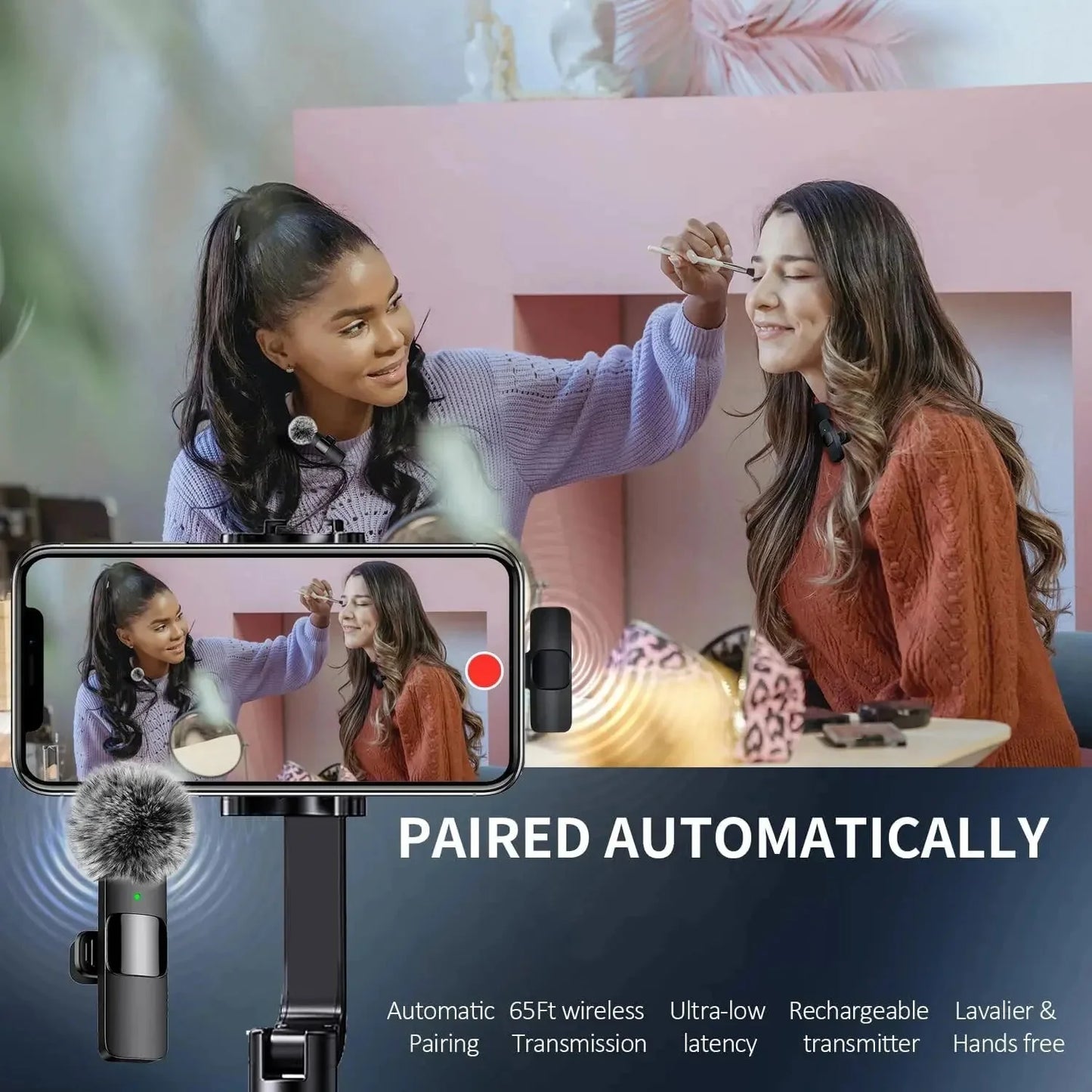 Mini Wireless Lavalier Microphone with Windshield