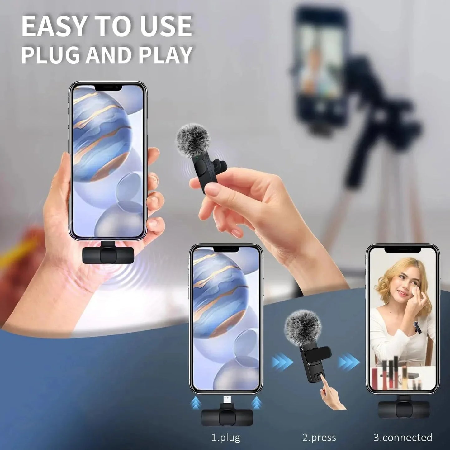 Mini Wireless Lavalier Microphone with Windshield